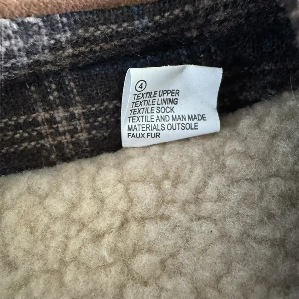 Cat & Jack Slippers Boys Size 4 Chestnut Brown Loafer Slip-on Sherpa Faux Fur
